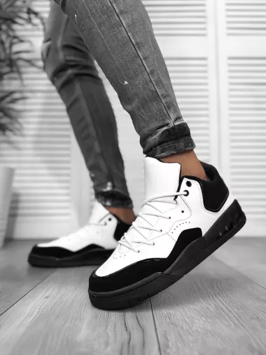 Adidasi barbati casual, albi cu negru 5919